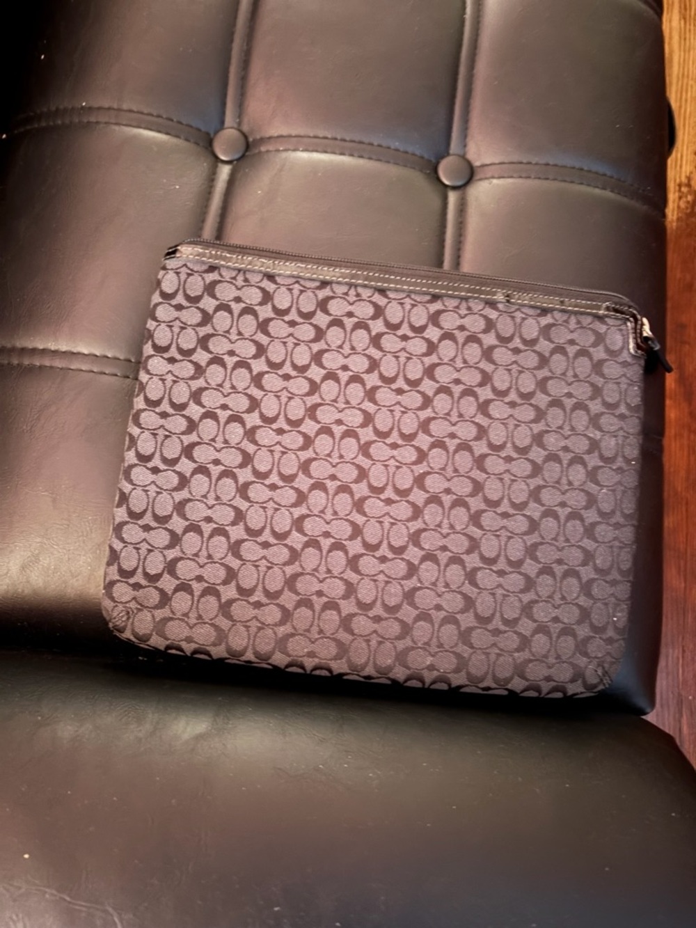 Coach Black Signature Jacquard Zip Pouch
